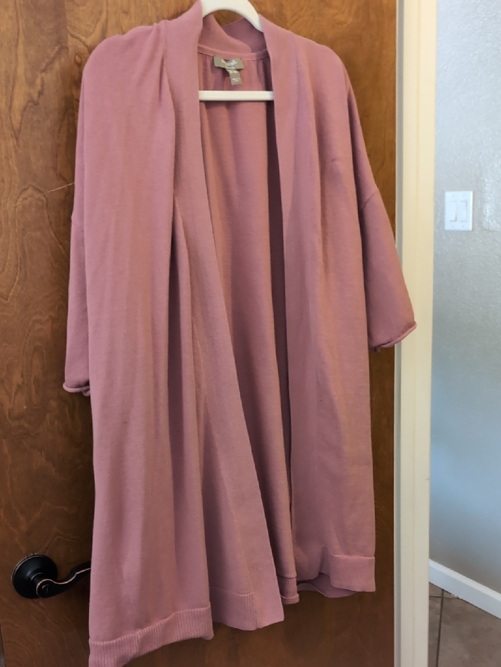 Cozy Open-Front Long Cardigan in Dusty Rose